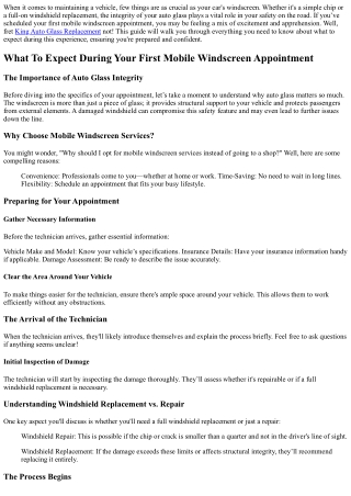 What To Expect During Your First Mobile Windscreen Appointment