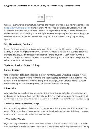 Elegant and Comfortable: Discover Chicago's Finest Luxury Furniture Stores