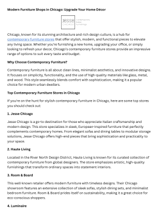 Modern Furniture Shops in Chicago: Upgrade Your Home Décor