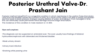 Posterior Urethral Valve-Dr Prashant Jain