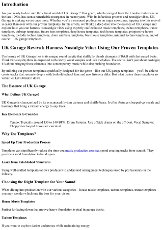 UK Garage Revival: Harness Nostalgic Vibes Using Our Proven Templates