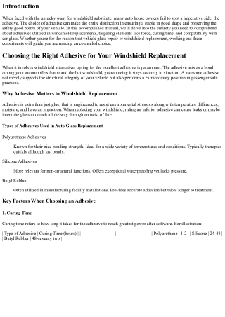Choosing the Right Adhesive for Your Windshield Replacement