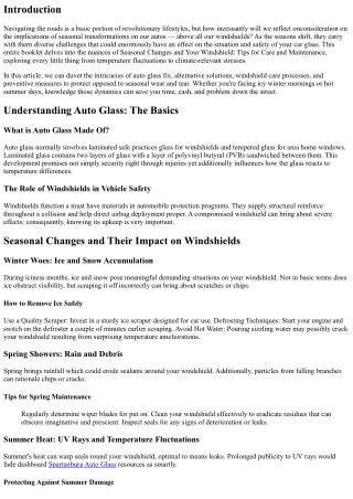 Seasonal Changes and Your Windshield: Tips for Care and Maintenance