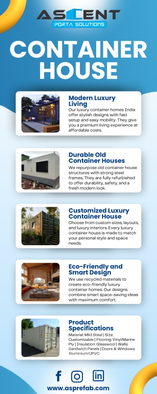 Affordable Luxury Container Homes in India - Ascent Porta Solutions