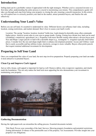 From Listing to Closing: A Comprehensive Guide to Selling Land