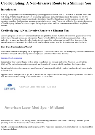 CoolSculpting A Non-Invasive Route to a Slimmer You