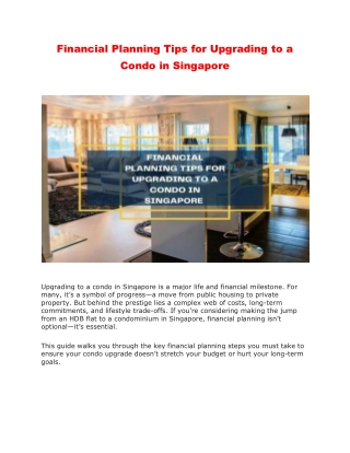Financial Planning Tips for Upgrading to a Condo in Singapore