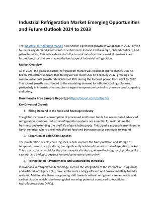 Industrial Refrigeration Market Emerging Opportunities and Future Outlook 2024 t