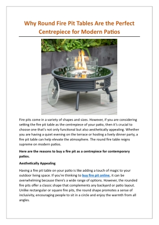 Why Round Fire Pit Tables Are the Perfect Centrepiece for Modern