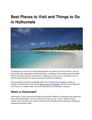 Best Places to Visit and Things to Do in Hulhumale