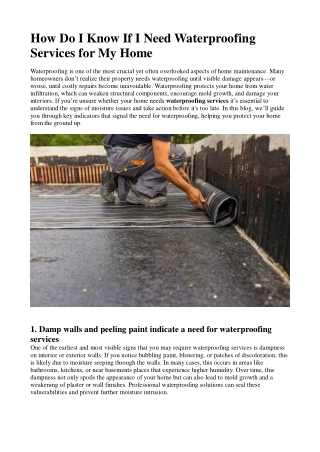 Reliable Waterproofing Services by Sunshine Pest Control Pvt. Ltd.
