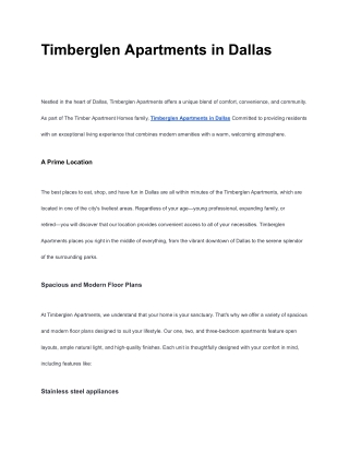 Timberglen Apartments in Dallas