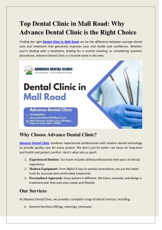 Dental Clinic in Mall Road - Advance Dental Clinic