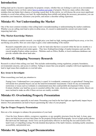 7 Mistakes to Avoid When Selling Your Land