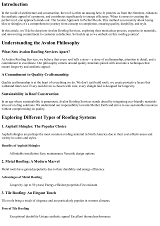 From Concept to Completion: The Avalon Approach to Perfect Roofs”
