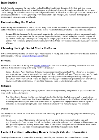 Selling Land: Leveraging Social Media for Success