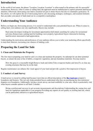 The Art of Showcasing Your Land to Sell