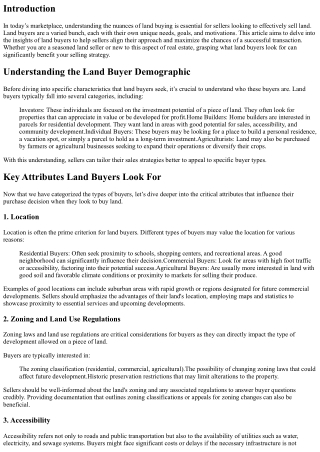 Land Buyer Insights: What They Look For
