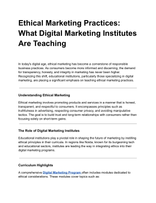 Ethical Marketing Practices: What Digital Marketing Institutes Are Teaching