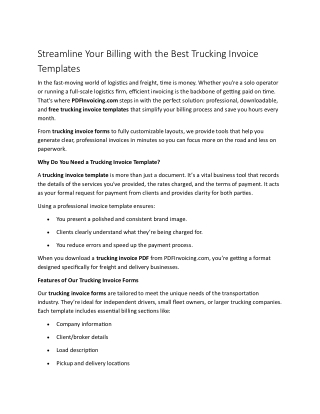 Streamline Your Billing with the Best Trucking Invoice Templates
