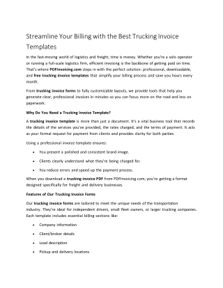 Streamline Your Billing with the Best Trucking Invoice Templates