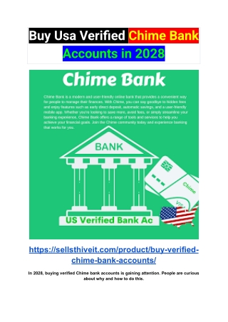 Buy Usa Verified Chime Bank Accounts in 2028