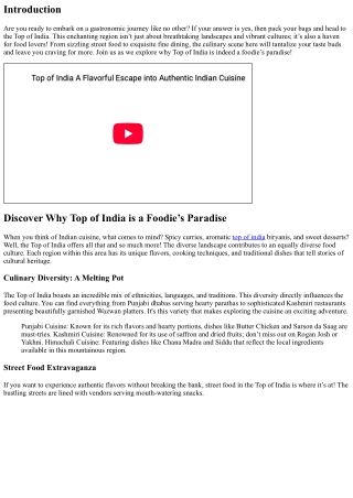 Discover Why Top of India is a Foodie’s Paradise
