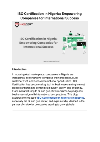 ISO Certification in Nigeria_ Empowering Companies for International Success
