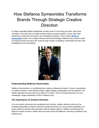 How Stefanos Symeonides Transforms Brands Through Strategic Creative Direction