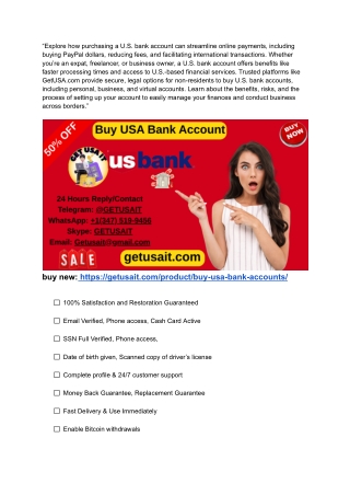 Can You Buy USA Bank Account Without an In-Person Visit to the Bank?