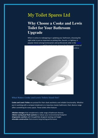 Why Choose a Cooke and Lewis Toilet for Your Bathroom Upgrade