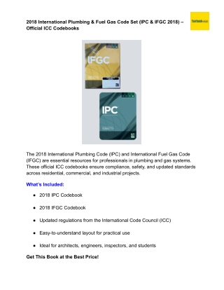 2018 International Plumbing & Fuel Gas Code Set (IPC & IFGC 2018) – Official ICC Codebooks