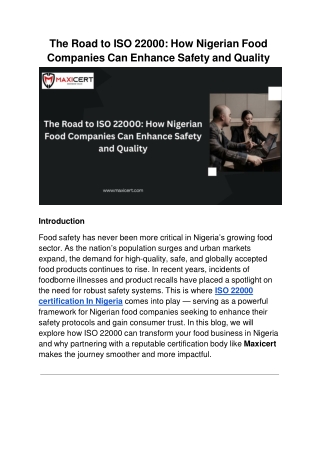 The Road to ISO 22000_ How Nigerian Food Companies Can Enhance Safety and Quality