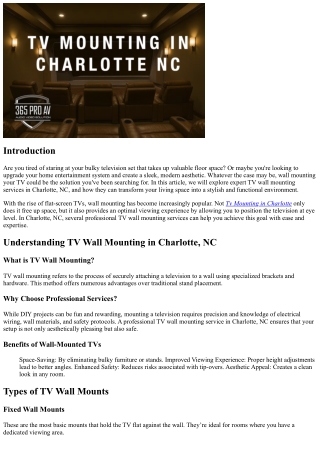 Transform Your Space: Expert TV Wall Mounting Services in Charlotte, NC