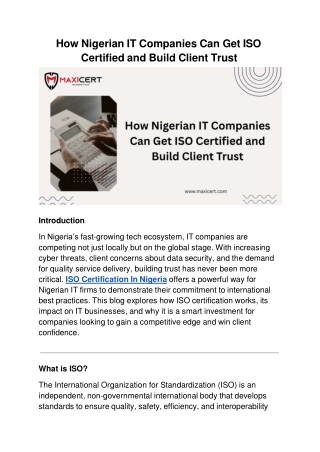 How Nigerian IT Companies Can Get ISO Certified and Build Client Trust