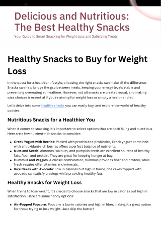 Healthy Snacks to Buy for Weight Loss