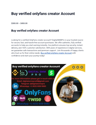 Buy verified onlyfans creator Account