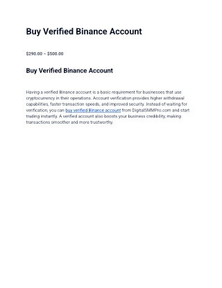 Why Should You Buy a Verified Binance Account?