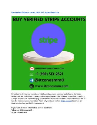 Buy Verified Stripe Accounts 100% KYC Instant Best Sale