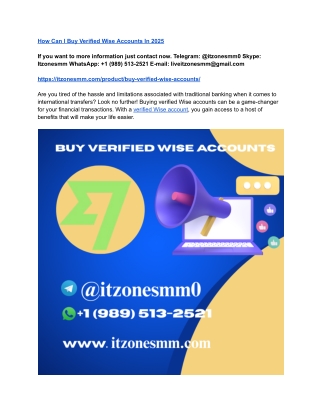 How Can I Buy Verified Wise Accounts In 2025