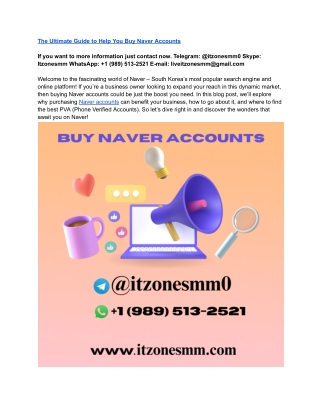 The Ultimate Guide to Help You Buy Naver Accounts