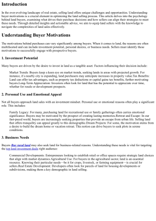 The Psychology of Selling Land: Understanding Buyer Motivations