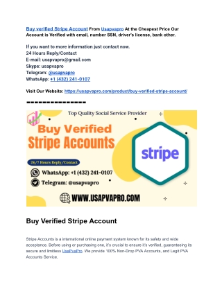Top Trustable Place to Buy Verified Stripe Account