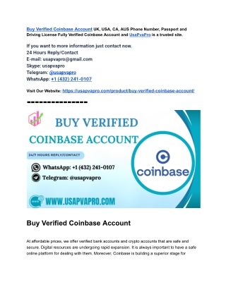 Top Trustable Sites to Buy Verified Coinbase Account
