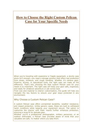 How to Choose the Right Custom Pelican Case for Your Specific Needs