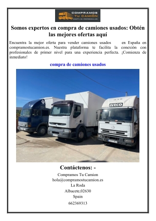 Somos expertos en compra de camiones usados: Obtén las mejores ofertas aquí