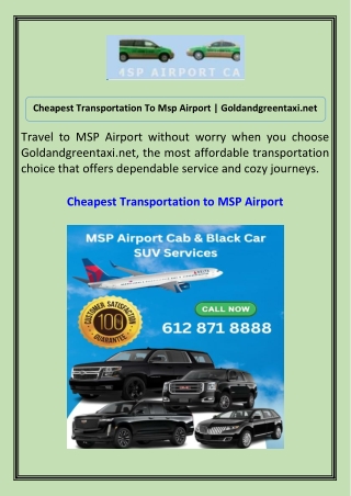 Cheapest Transportation To Msp Airport Goldandgreentaxi.net