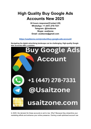 High Quality Buy Google Ads Accounts New 2025