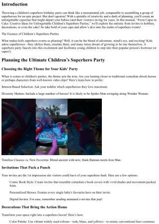 From Capes to Cake: Creative Ideas for Unforgettable Children's Superhero Partie