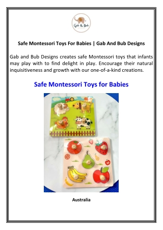 Safe Montessori Toys For Babies Gab And Bub Designs